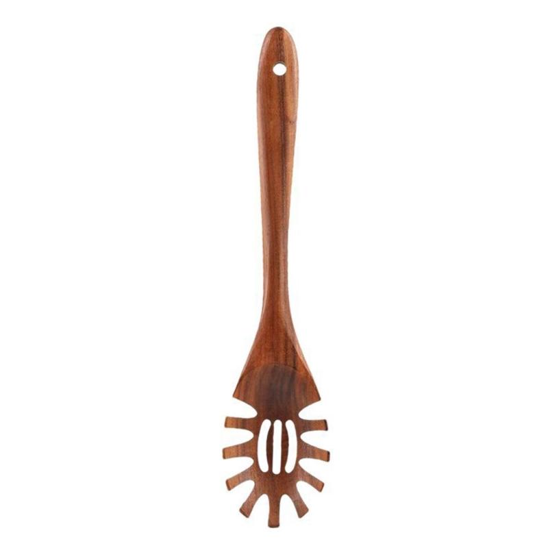 Ergonomic Handle Natural Wood Serving Spoon for Pastas Nonstick Surfaces Spaghetti Tongs Easy to Clean Kitchen Tool