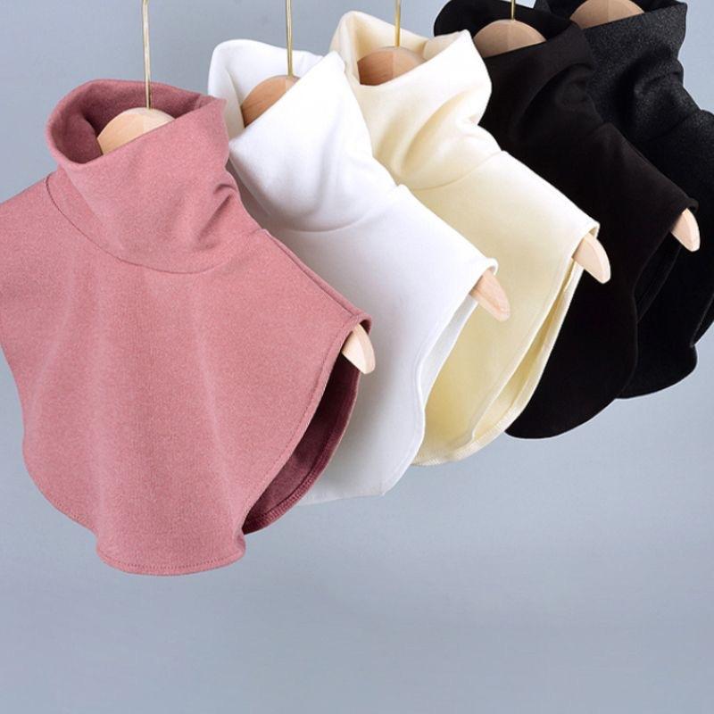 1PC Women Fake Collar Velvet High Elasticity Solid Color High Neck Winter Warm Brushed Base Layer Decoration Women Accessories