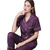 2022 Summer Ice Silk Couple Pajamas Set - Short Sleeve & Long Pants for Men & Women