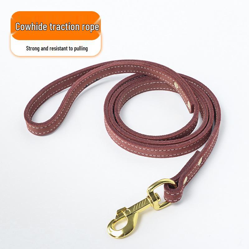 Genuine Cowhide Leather Dog Leash for Golden Retrievers & German Shepherds - Durable Walking Rope