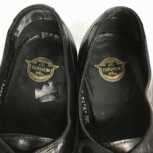80er-90er Vintage Florsheim U-Tip Businessschuhe Größe 11B 27.5-28.5 Schwarz Herren(GEBRAUCHT)