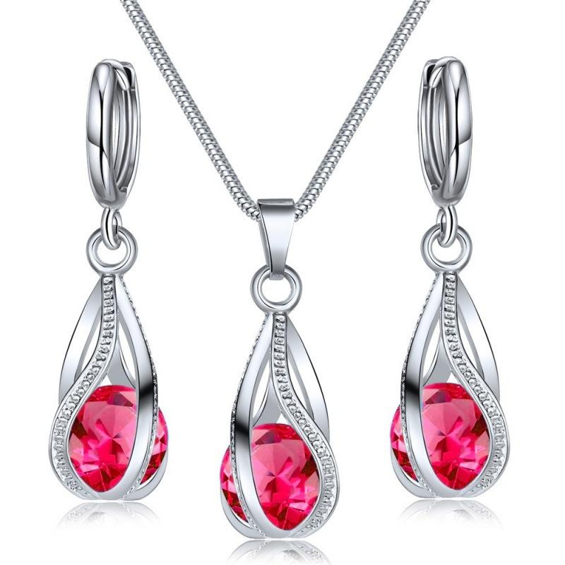 Set di gioielli con orecchini pendenti con collana e goccia di cristallo per le donne, matrimonio, matrimonio, regalo di Halloween