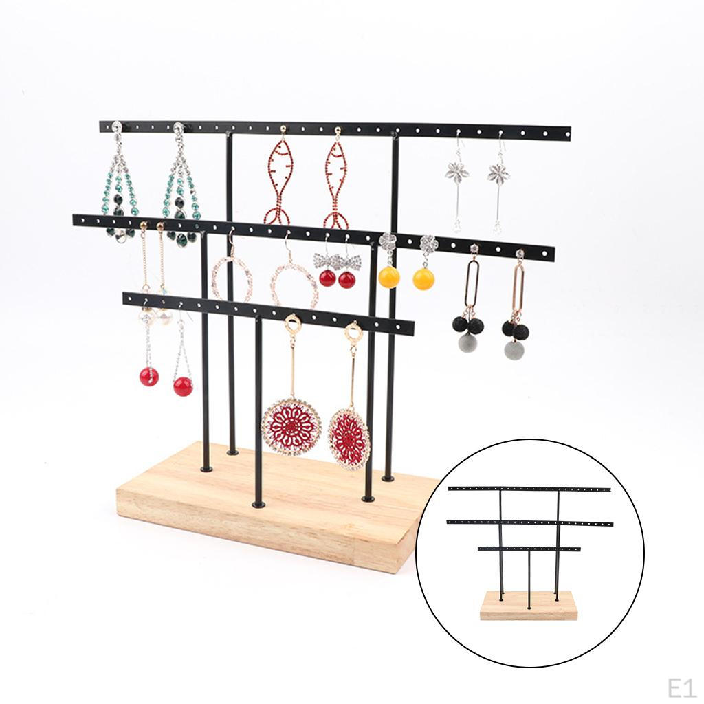 Earrings Holder Organizer Decorative Display with Detachable Wooden Base for Ear Bracelet