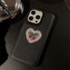 Embroidered Love Cherry Suitable for Apple 15 Mobile Phone Case IPhone 16 Promax Leather 11 Temperament 13 Anti Fall 12