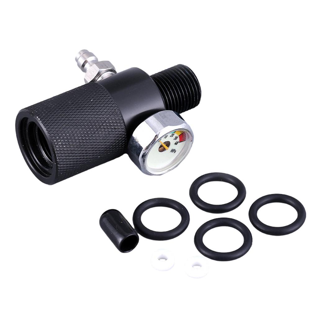 Industrial Grade Inflator Adapter 40MPa with Male Head & Night Glow Pressure Gauge Quick Connect for Fast Inflation
