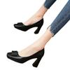 Square head single shoes women's thick heel spring new metal square buckle work shoes shallow high heel women's single shoes tide