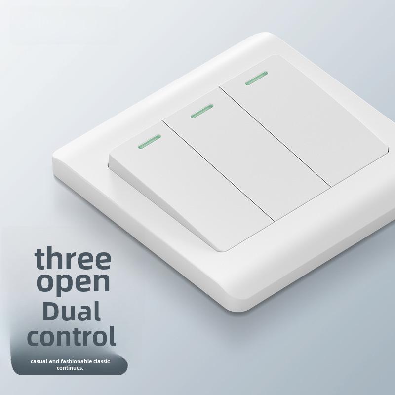 Panou priză comutator simplu/dublu ascuns tip 86 cu comutator electric intermediar și priză cu cinci găuri