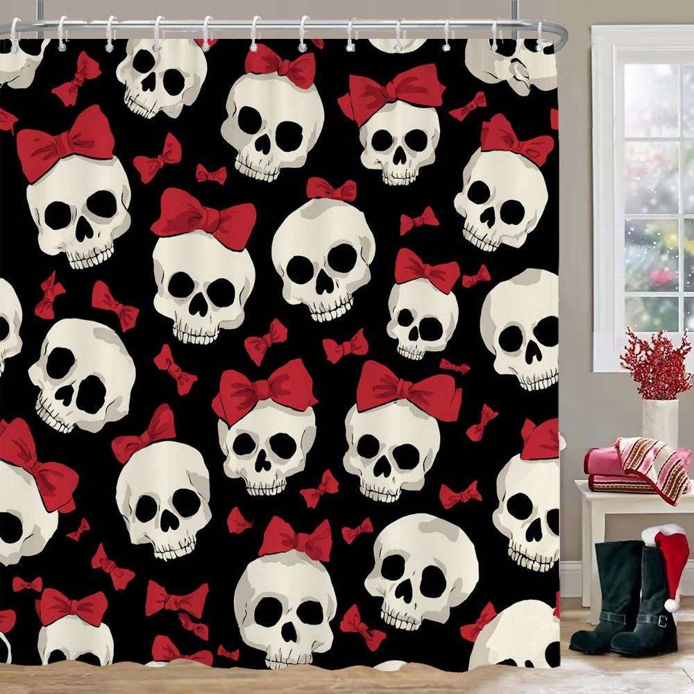 Halloween Shower Curtain Horrible Skull Bathroom Curtain With Hooks Printed Home Decor Curtain