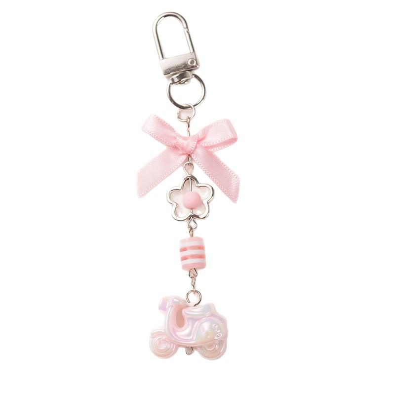 High-value pink electric donkey bow beaded mobile phone chain bag pendant ins wind keychain cute pendant female