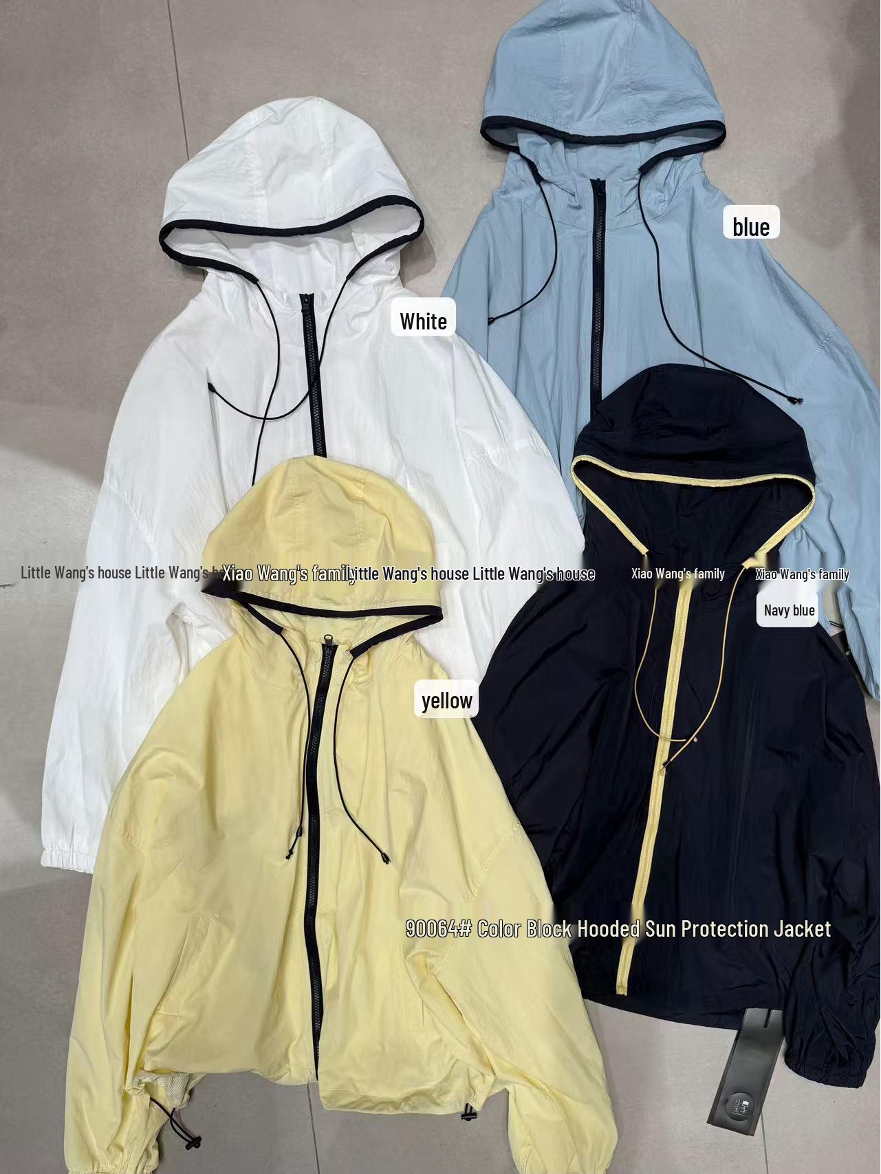 

Летняя куртка от солнца с капюшоном Xiao Wang 90064 в корейском стиле, свободного кроя, большого размера, с цветными блоками White