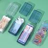 Boîte de rangement transparente portable pour cure-dents de voyage, boîte simple pour cotons-tiges, petite boîte pour articles divers
