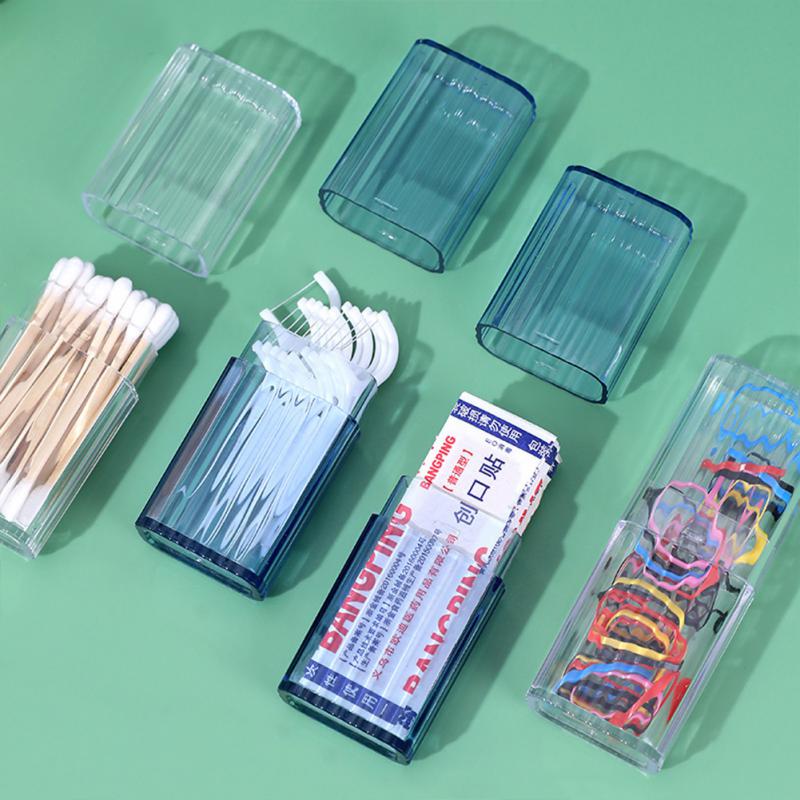 Boîte de rangement transparente portable pour cure-dents de voyage, boîte simple pour cotons-tiges, petite boîte pour articles divers