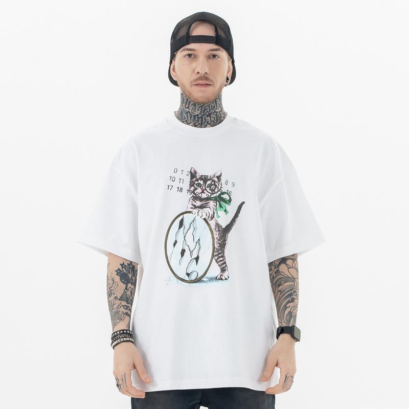 Cotton Tshirt For Men And Women Luxury Brand Kitty Pattern T-shirt Short Sleeve Men's Unisex Summer Men's T-Shirt