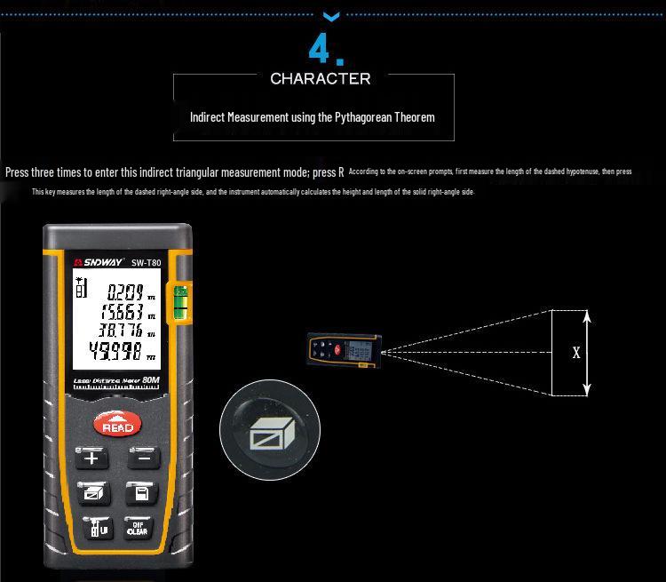 Shen Dawei LDM-T40 Handheld Laser & Infrared Rangefinder Tape Measure