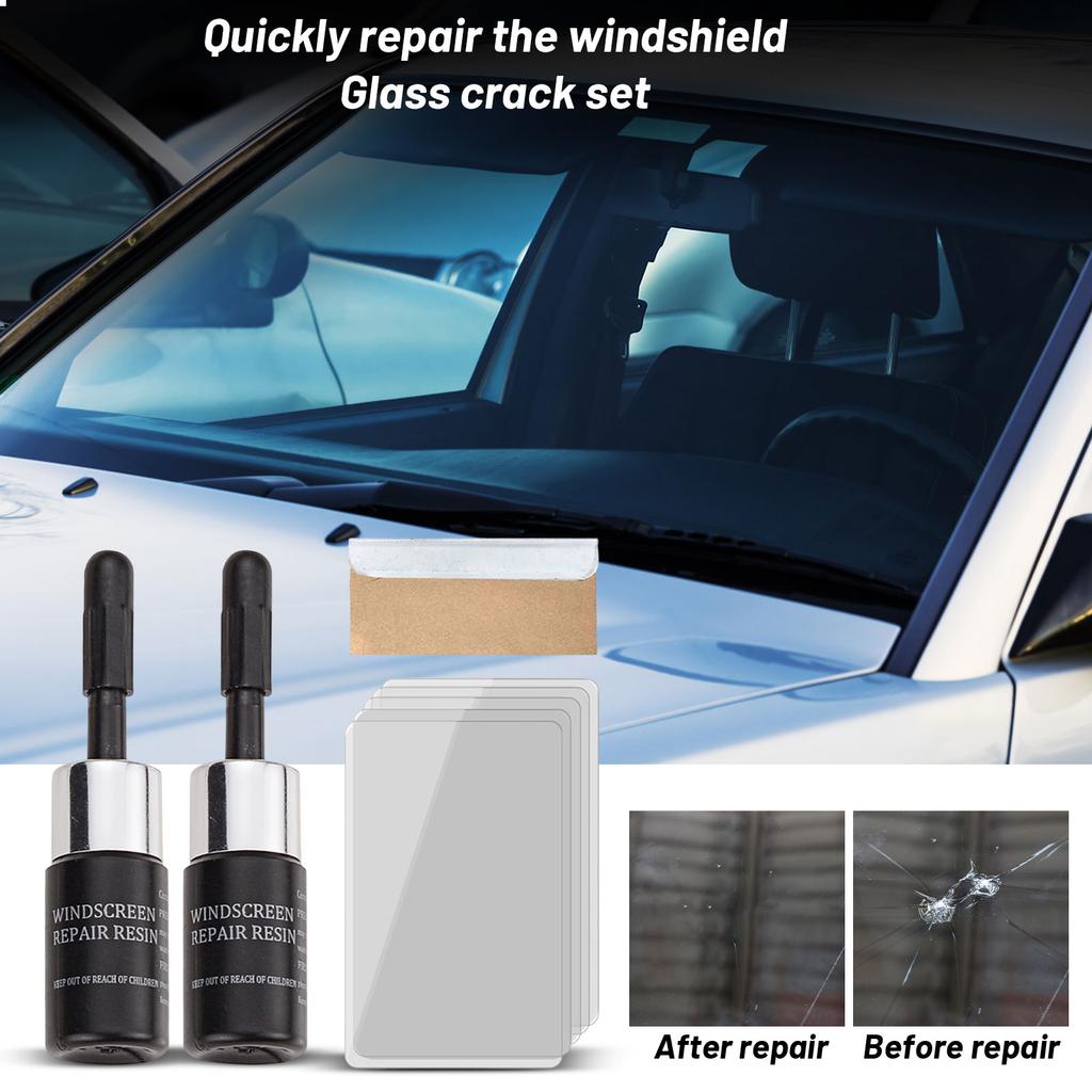 Quick Windshield Crack Kit  Includes Liquid Sealant  Scraper  And Curing Film; A Multi-functional Car Glass Crack Kit.3ml
