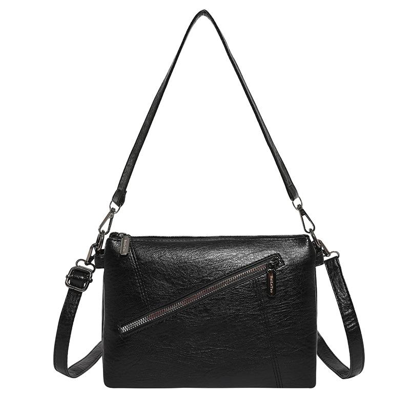 Casual Soft Leather Women's Bag Women's Single-shoulder Crossbody Bag Multi-layered Storage Small Square Commuting Bag