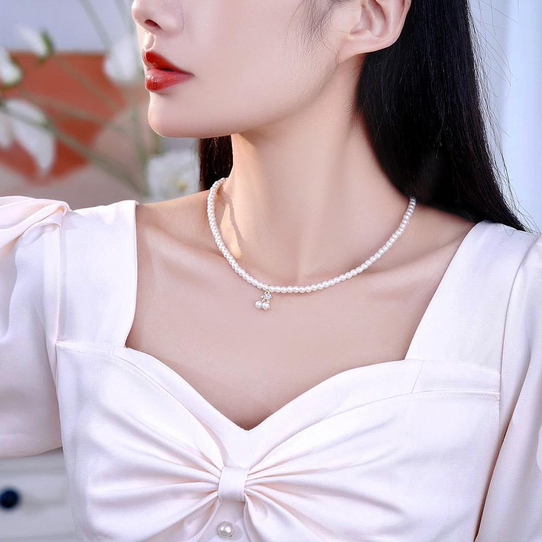 

Cherry Pearl Pendant Necklace - Short, Fashionable, Light Luxury Jewelry