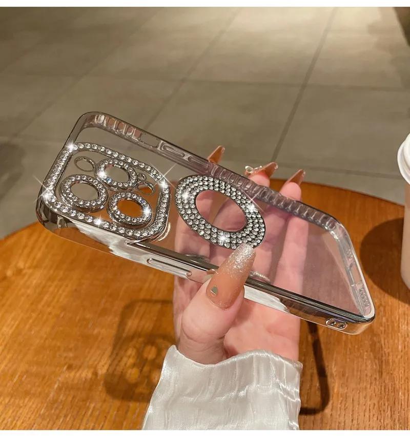 Luxury Diamond Glitter Woman Case For iPhone 15 14 12 11 13 Pro Max Plus Clear Cute Back Cover For 14 15 Plus Phone Accessories