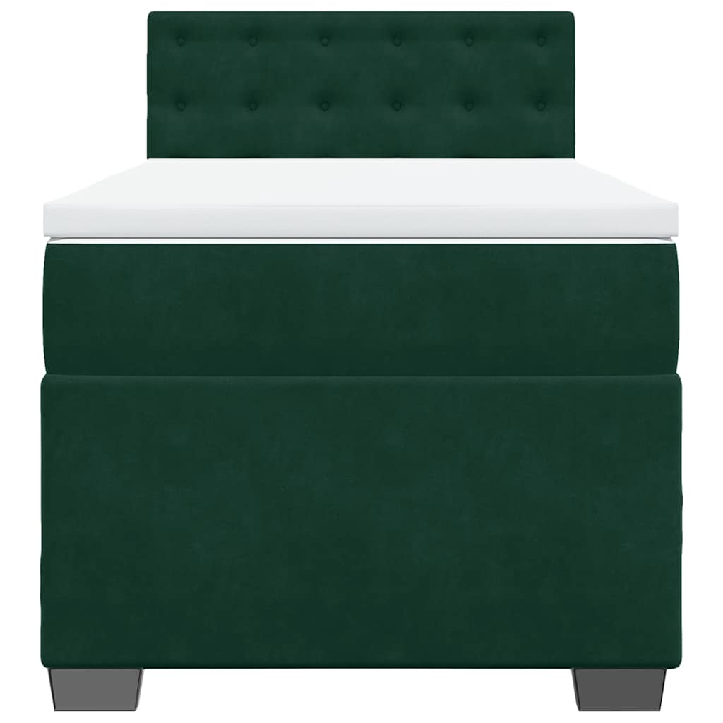 Box Spring Bed with Mattress Dark Green 90 x 190 cm Velvet