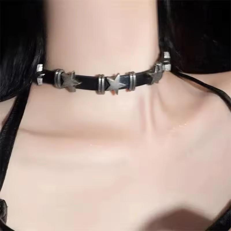 Punk Y2K Vintage Charme Grunge Anhänger PU Leder Sexy Choker Halsketten Für Frauen Spice Girls Goth Schmuck Zubehör Geschenk