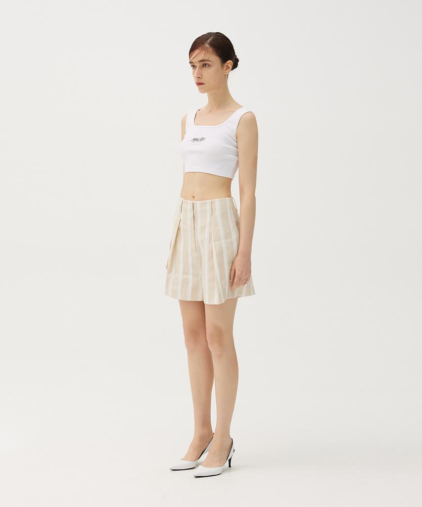 Meuameu Linen Pin Tuck Shorts