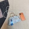 Elegant Chinese Embroidery Ladies Handbag with Pearl Chain Crossbody Fashion Shell Shoulder Bag for Evening Parties