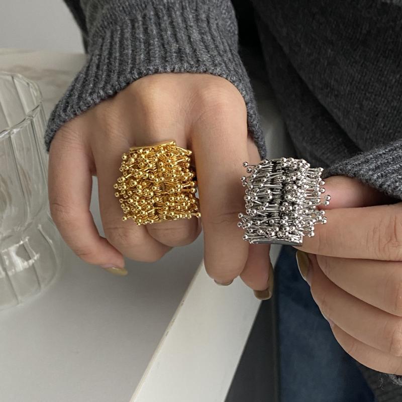 Exaggerated New Design Seed Shape Open Rings for Women Men Fashion Rotating Small Bead Ring Party Jewelry Gifts