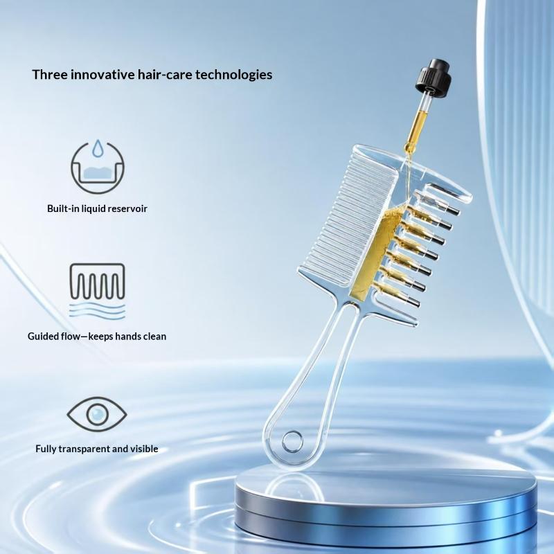 Applicatore per Oli Essenziali Massaggiante 2-in-1 a Doppia Faccia con Serbatoio Liquido Integrato Denti Metallici Rotanti Strumenti per la Cura dei Capelli