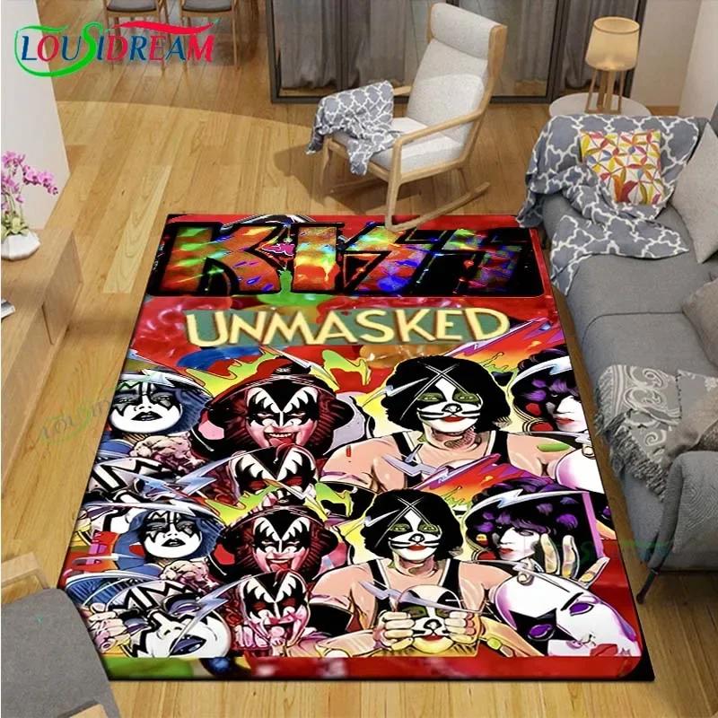 Berühmte Musik Heavy Metal Band KK-Kiss Bedruckte Teppiche Wohnzimmer Anti-Rutsch-Bereichsteppich Kinderzimmer Matten Yogamatte Großer Teppich