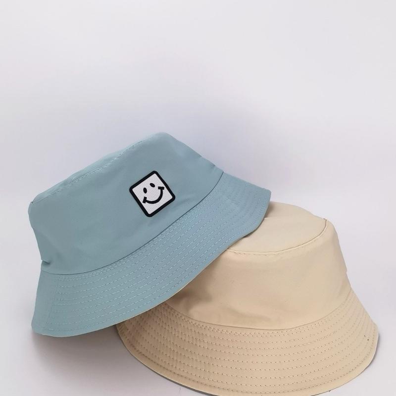 Smiley bucket hat simple men's and women's sun hats spring and autumn street versatile sunscreen washbasin hat