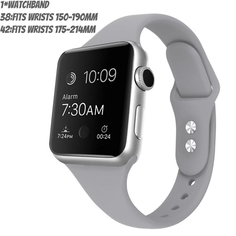 Apple Watch Band Slim Waist Silicone Strap Double Buckle Lightweight Fitness