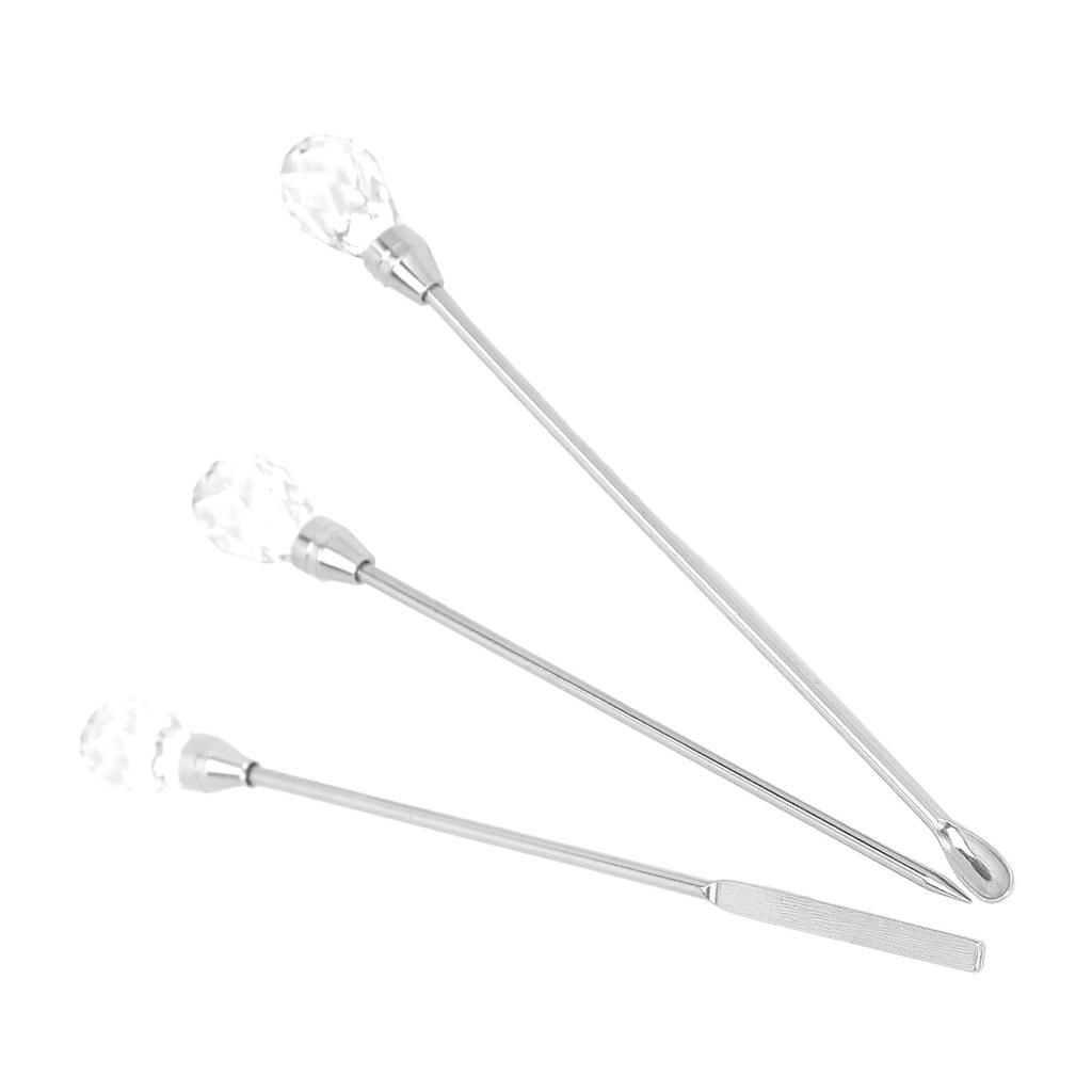 3Pcs Professional Nail Art Stirring Rod Spatula Set Stainless Steel Needle Stick Nail Tools