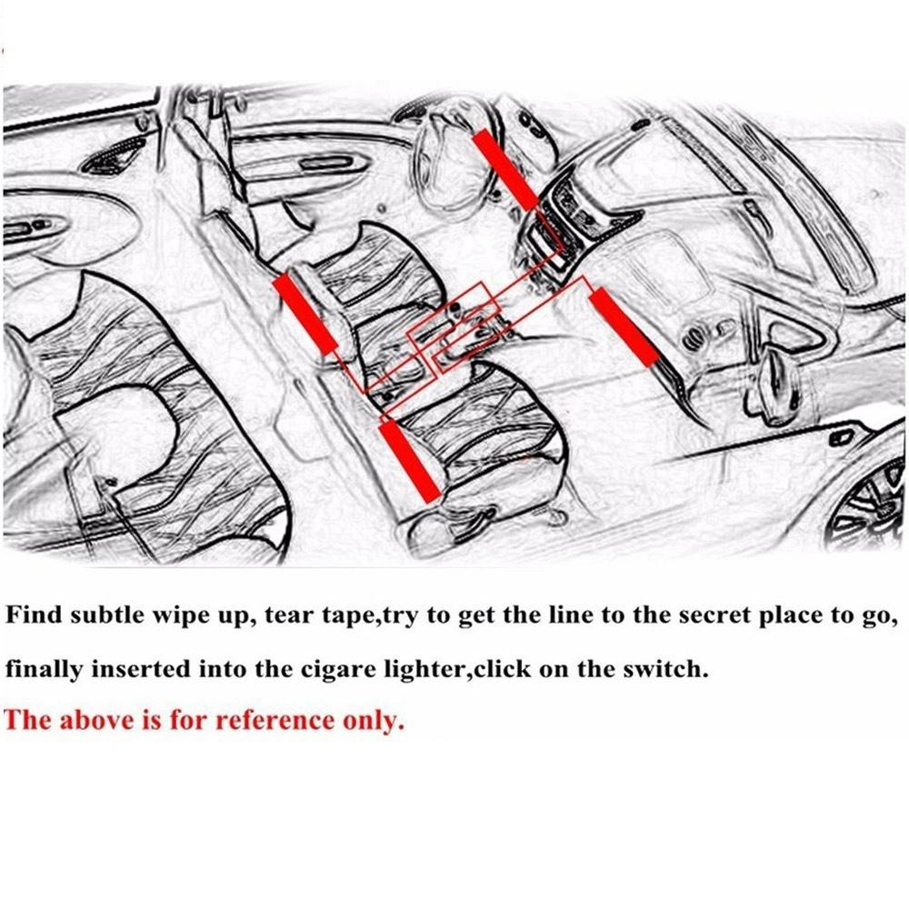 4Pcs 9LEDs Strip Light Wireless Remote/Voice Control Car RGB LED Neon Interior Lamp Decorative Lights