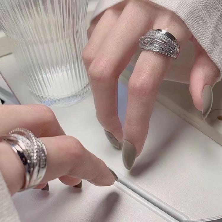 Elegant Multi Row Cubic Zirconia Open Ring Engagement Wedding Band Gift for Her Wedding Anniversary Jewelry