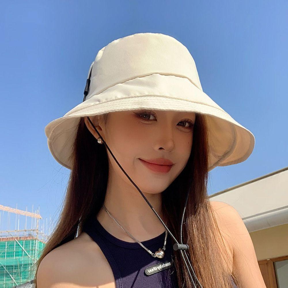 Wide-Brim Quick Drying Fisherman Hat Windproof Rope Foldable Sun Hat Sunshade Bucket Hat  Travel