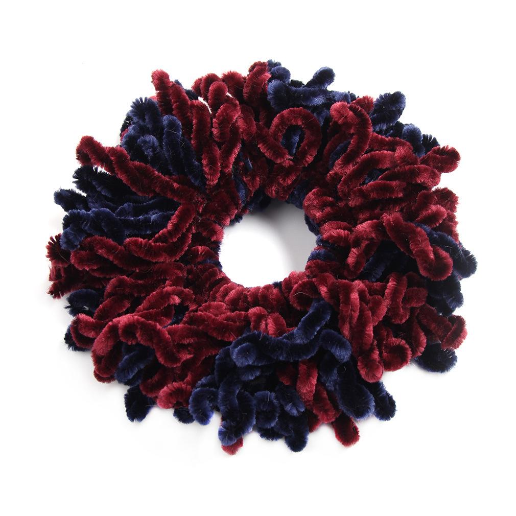 Handmade Wool Hair Tie - Ethnic Style Golden Velvet Flower Headwear, Multi-color Options