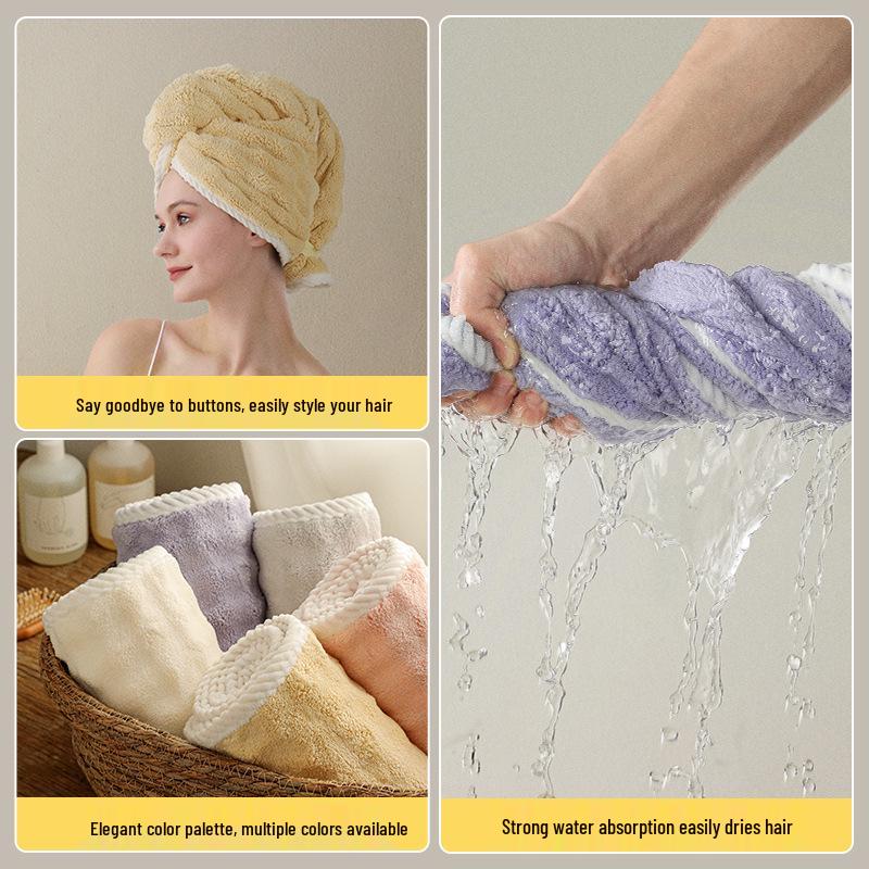 2026 Women's Super Absorbent Quick-Dry Bubble Fleece Hair Cap - No Blow Dry Needed, Thickened Bath Head Wrap
