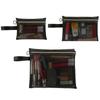 Durable Mesh Cosmetic Bag Black Translucent Lipstick Key Storage Pouch Portable Zipper Travel Toiletry Bag
