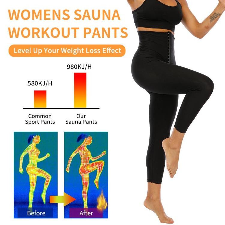 Damer Bantande Thermo Svettbyxor Magkontroll Träningsleggings Kroppsformare Träning Bastu Kompr Byxor