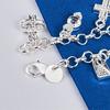 925 sterling silver 8-inch moon/cross/bag bracelet, fashionable women's wedding party jewelry accessories