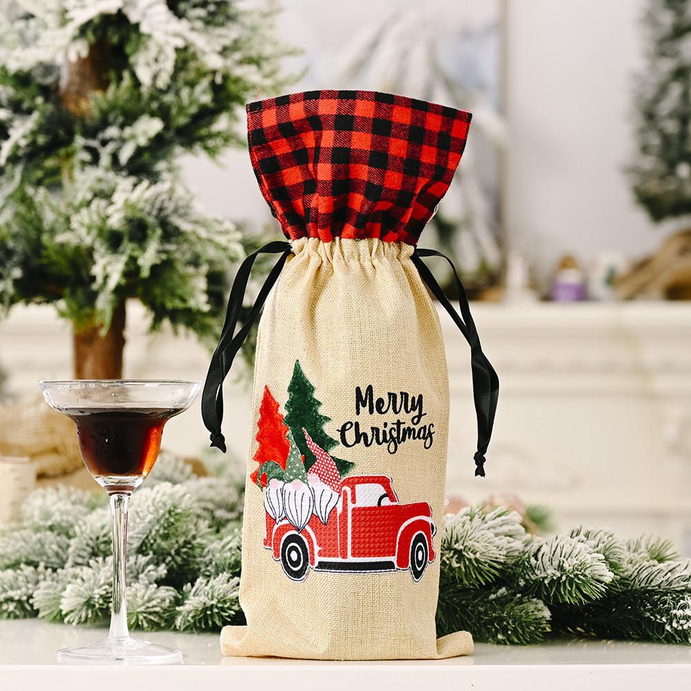 

Nordic Christmas Creative Red Flower Burlap Wine Bag For Holiday Celebration Gifts Forest Elder Bag