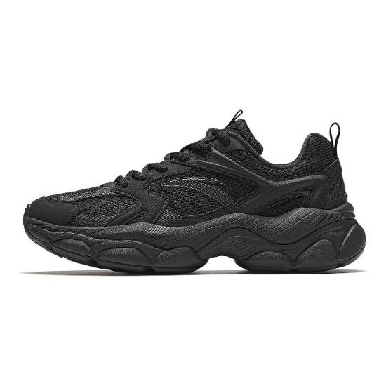 Anta Little Millennium Fabric Synthetic Leather Retro Running Trend Low-Top Lifestyle Casual Shoes Women Sneakers Basic-Black 122618818-4