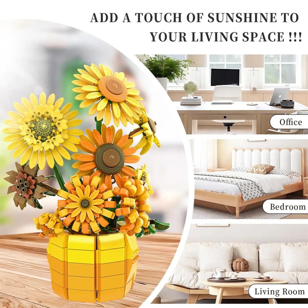 1009 szt. Kreatywne Klocki Słonecznikowe Czarna Róża w Stylu Gotyckim Model z Klocków Dekoracja Domu Zabawki dla Dzieci Prezenty Świąteczne