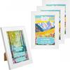 Creative Home 4x Cadre Photo 10x15cm Blanc | Bois De Pin Naturel | Support Crochets | Accrocher Horizontalement Ou Verticalement