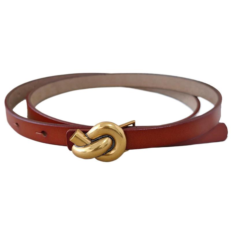 Womens Classic Leather Belt With Alloy Snap Closure And Minimalist Gift Style