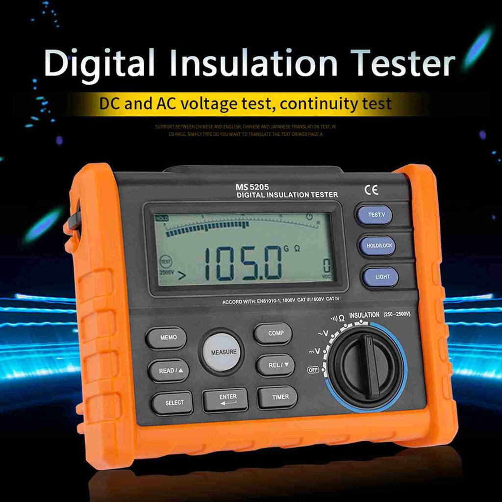 PEAKMETER MS5205 Digital Insulation Resistance Multimeter Tester 0.01M Ohm  100G Ohm  2500V