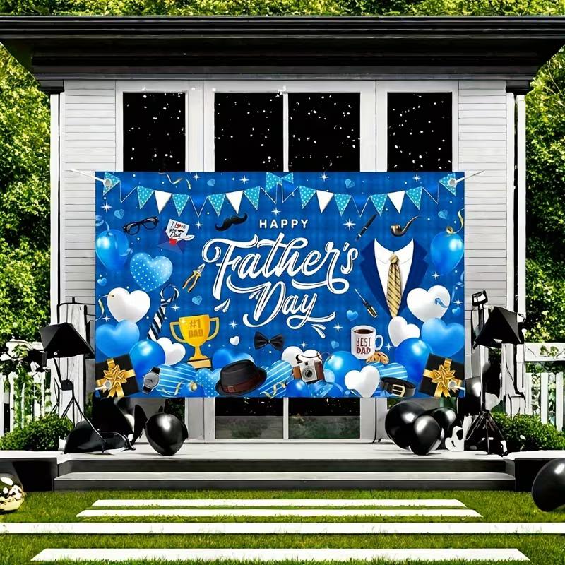 Happy Father's Day Tapestry, Blue Dad Themed Background Cloth, Party Decor