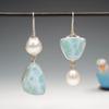 Ethnic Round Inlaid Imitation Pearls Women's Earrings Vintage Silver Color Paste Light Blue Pattern Dangle Earrings Woman