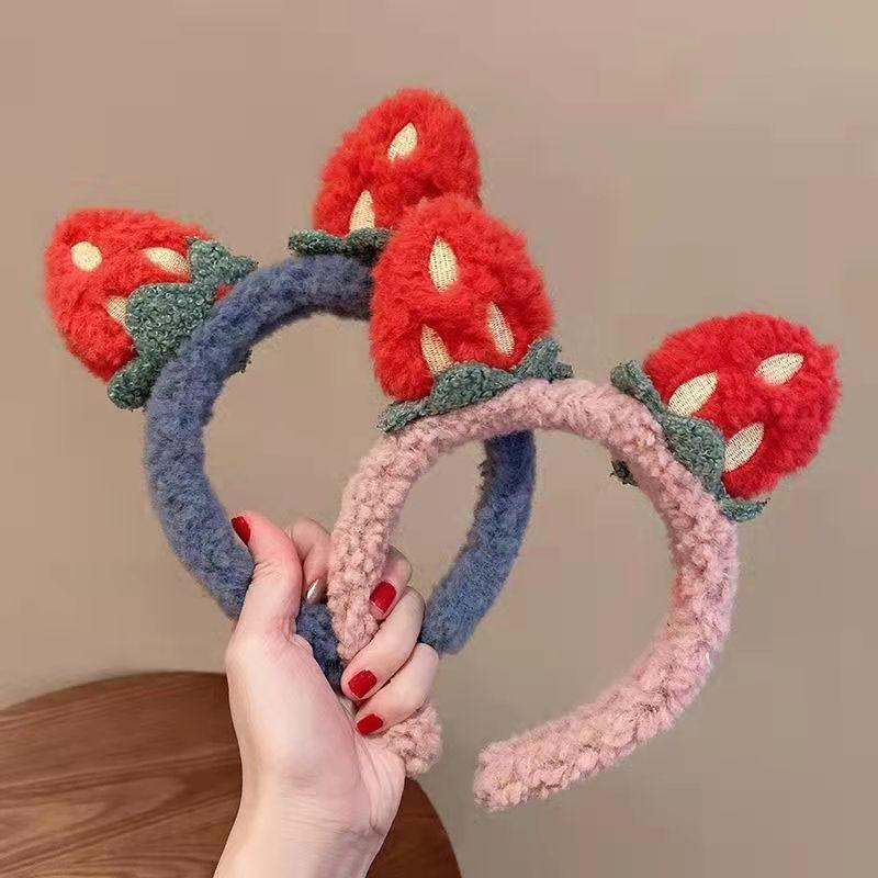Cute Strawberry Headband: 3D Sweet Forest Design for Makeup & Face Wash - Korean Style