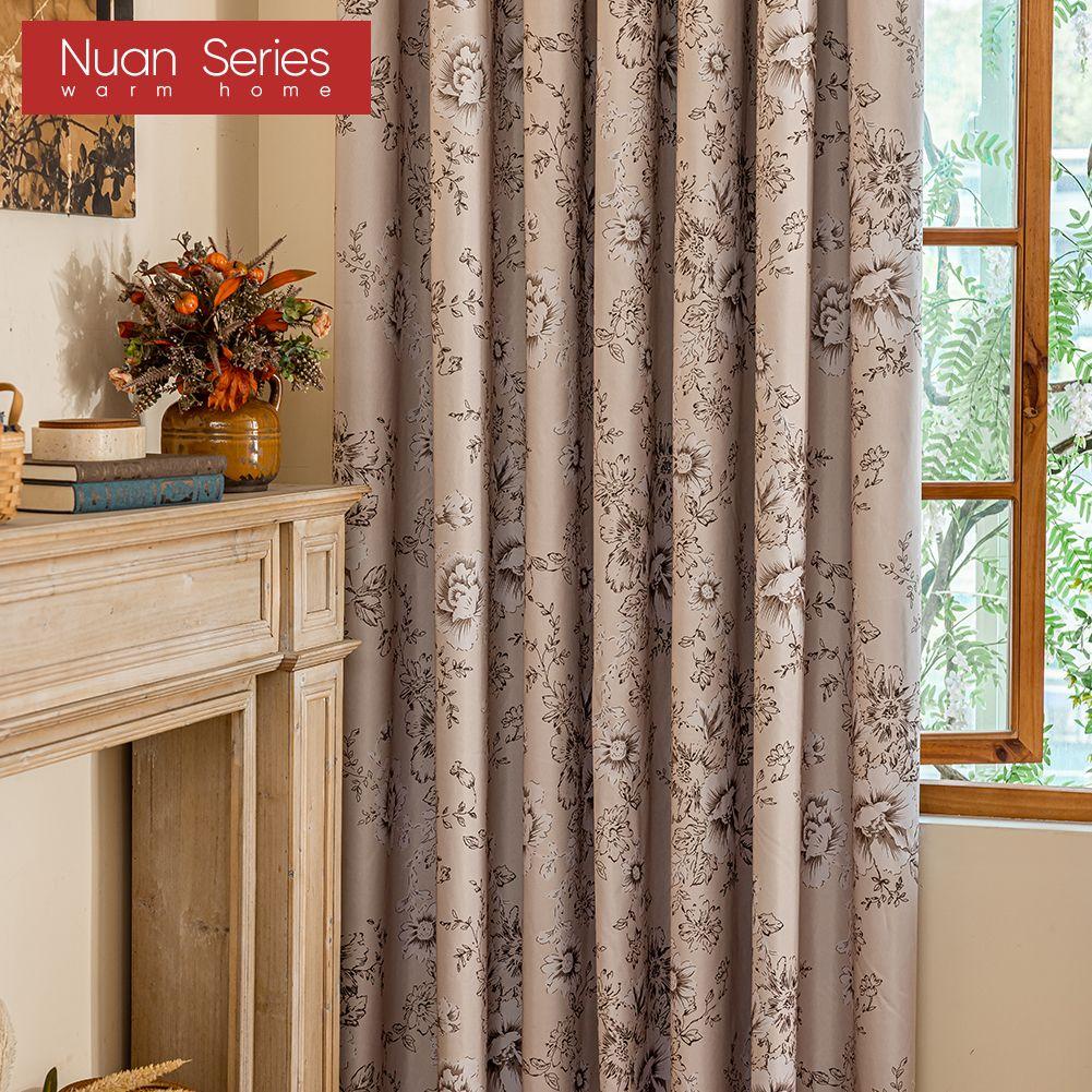 1PC Nuan Series Fashionable Retro Printed Blackout Curtains 100% Blackout Thick Curtain for Bedroom Living Room Balcony Window for Home Decor
